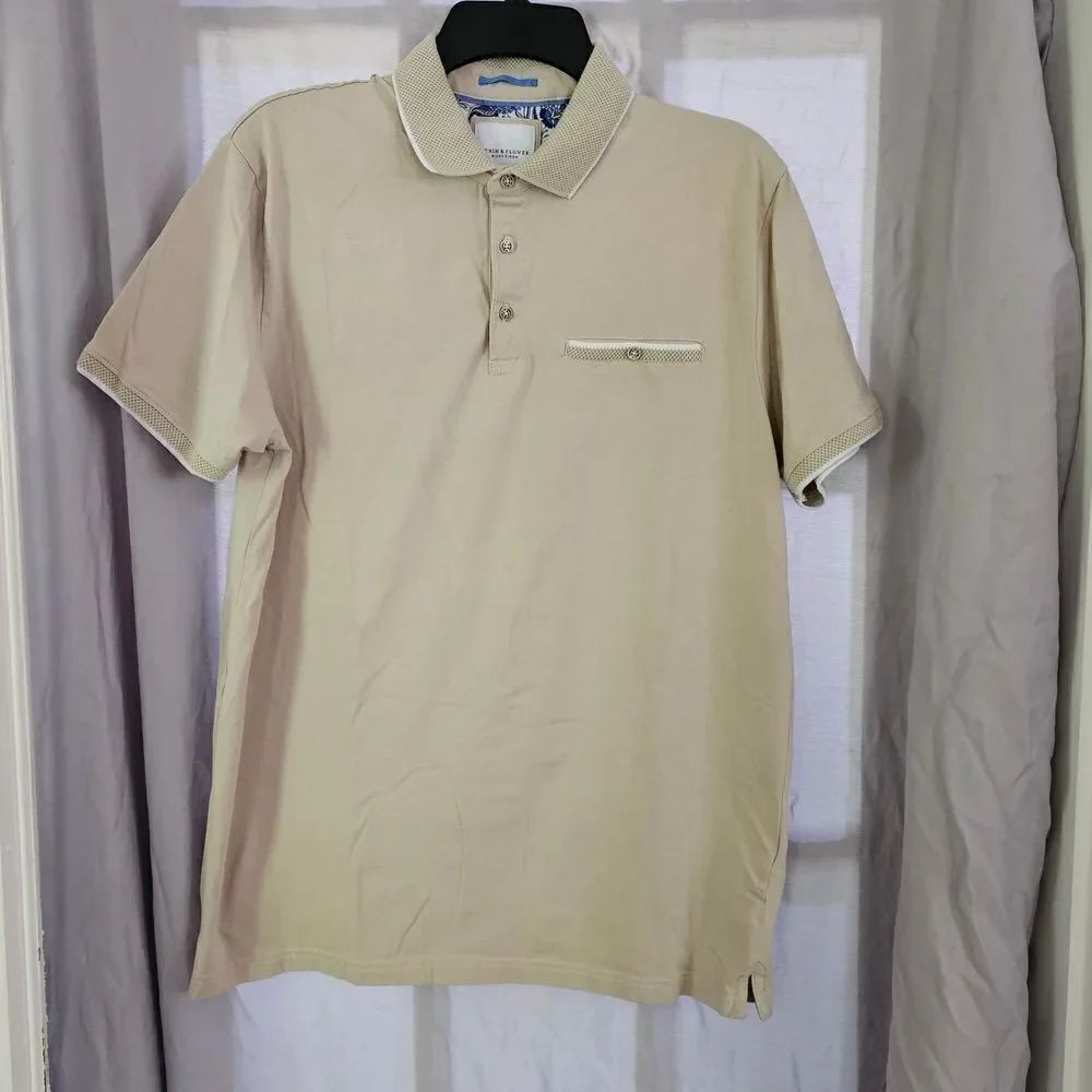 Denim & Flower Tan Polo Shirt Classic Casual